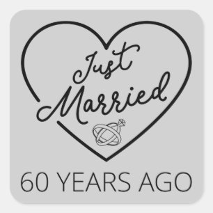 Just Married 60 Years Ago III Square Sticker