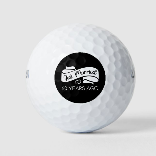 Just Married 60 Years Ago V Golf Balls (Front)