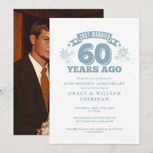 Just Married 60th Wedding Anniversary Photo Invitation