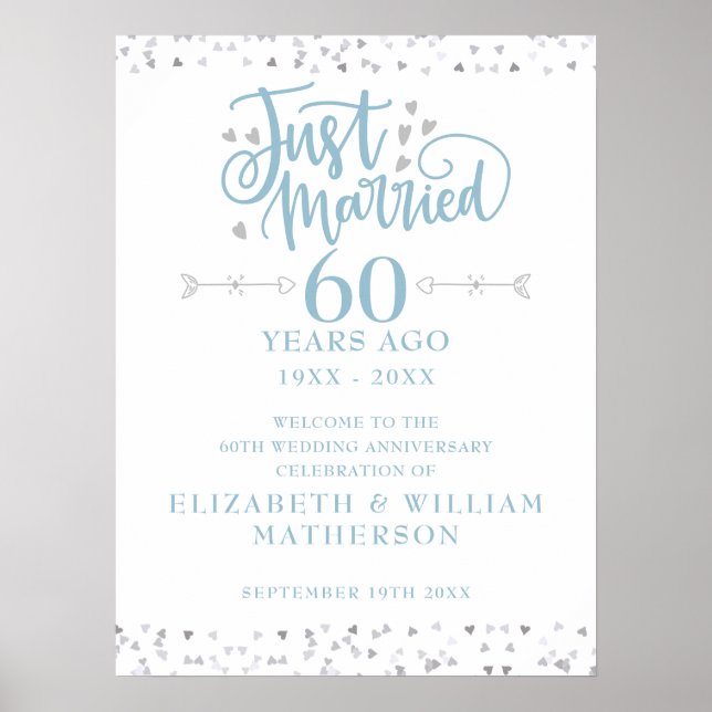 Just Married 60th Wedding Anniversary Welcome Sign (Front)