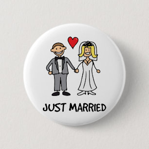 Just married 6 cm round badge