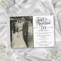 Just Married 70th Anniversary Wedding Photo