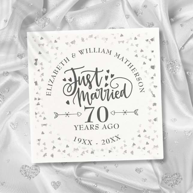 Just Married 70th Wedding Anniversary Napkin (Just Married 70th Wedding Anniversary Napkins)