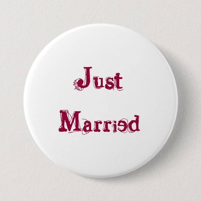 Just Married 7.5 Cm Round Badge (Front)