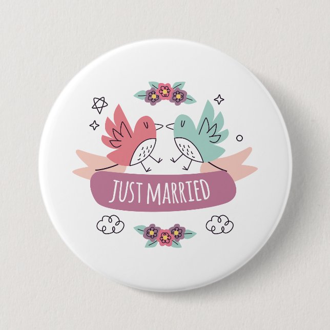 just married  7.5 cm round badge (Front)