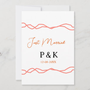 Just married add couple name date red vintagborder invitation