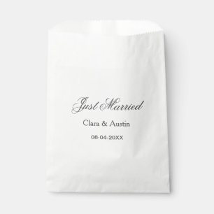 Just Married add couple name date year wedding sim Favour Bags