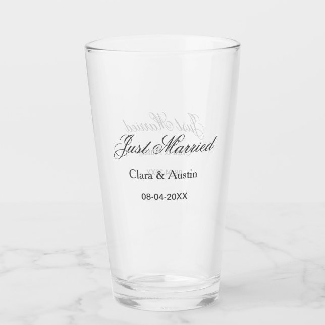 Just Married add couple name date year wedding sim Glass (Front)