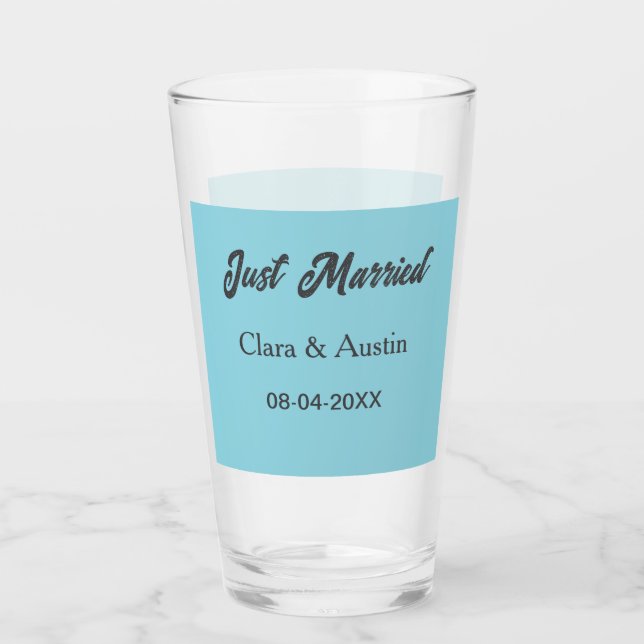 Just Married add couple name date year wedding sim Glass (Front)