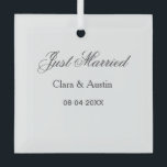 Just Married add couple name date year wedding sim Glass Tree Decoration<br><div class="desc">design</div>