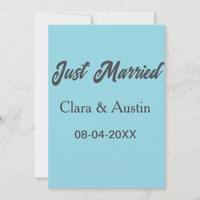 Just Married add couple name date year wedding sim Invitation (Front)