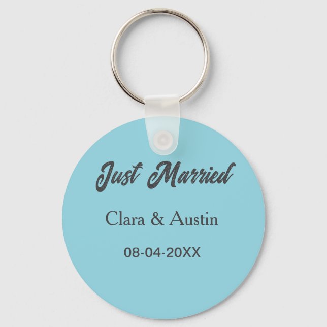 Just Married add couple name date year wedding sim Key Ring (Front)