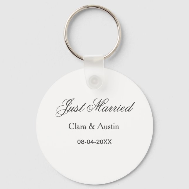 Just Married add couple name date year wedding sim Key Ring (Front)