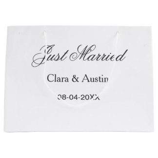 Just Married add couple name date year wedding sim Large Gift Bag