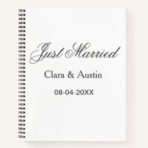 Just Married add couple name date year wedding sim Notebook