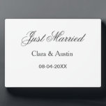 Just Married add couple name date year wedding sim Plaque<br><div class="desc">design</div>