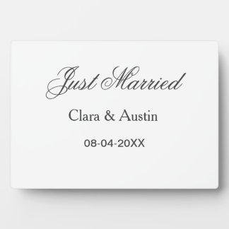 Just Married add couple name date year wedding sim Plaque