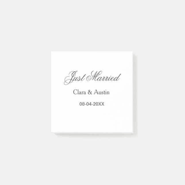 Just Married add couple name date year wedding sim Post-it Notes (Front)