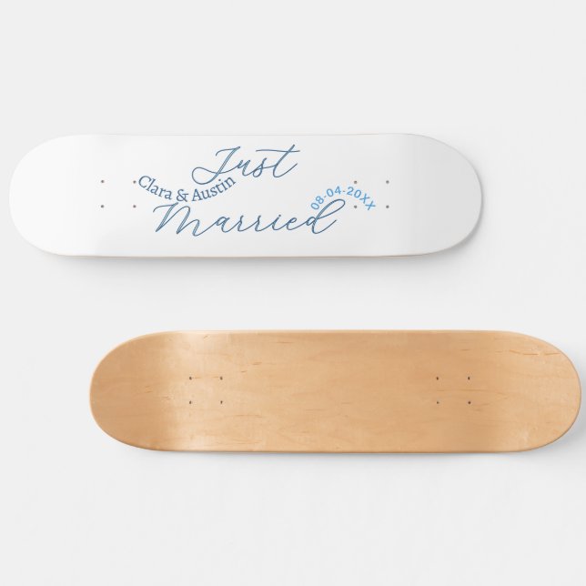 Just Married add couple name date year wedding sim Skateboard (Horz)