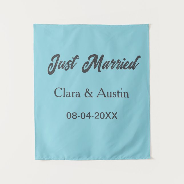Just Married add couple name date year wedding sim Tapestry (Front)