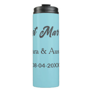 Just Married add couple name date year wedding sim Thermal Tumbler