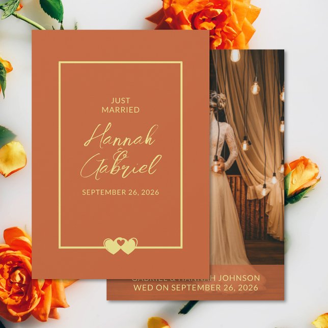 Just Married Add Photo Wedding Announcement Card (Just Married Add Photo Wedding Announcement Card (front and back))