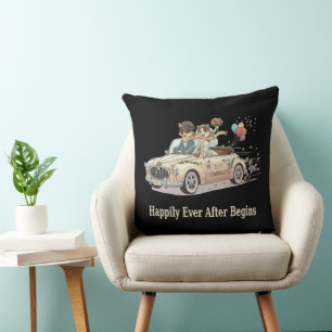 Just Married Animal Couple Wedding Car Cushion