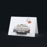 Just Married Announcement<br><div class="desc">White oldtimer convertible decorated with flowers and balloons,  and a license plate that says "Just Married". Feel free to add more text.
  Matching stamps:
 




 Matching address labels:</div>