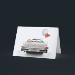 Just Married Announcement<br><div class="desc">White oldtimer convertible decorated with flowers and balloons,  and a license plate that says "Just Married". Feel free to add more text.
  Matching stamps:
 




 Matching address labels:</div>