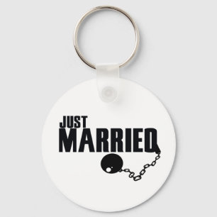 Just Married ball and chain Key Ring