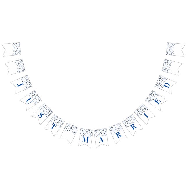 Just Married Banner Dark Blue Silver Confetti (All)