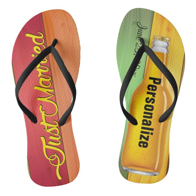 Just Married Beer Beach Jandals (Footbed)