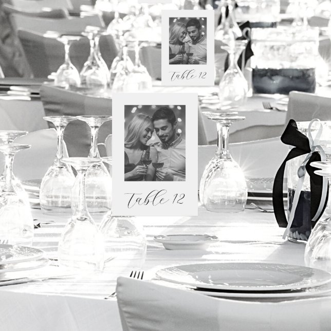 Just Married Black And White Photo Wedding Table Number (In Situ)