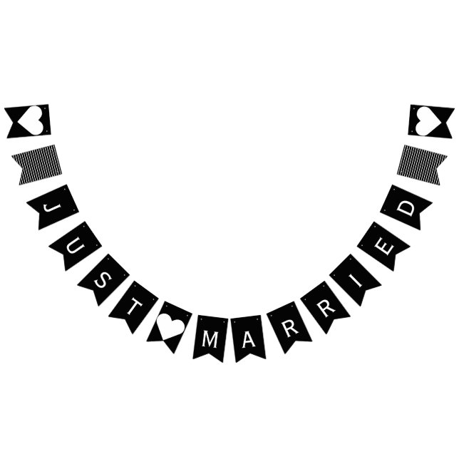Just Married Black and White Wedding Bunting (All)
