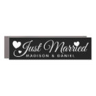 Just Married Black Personalised Newlywed Wedding