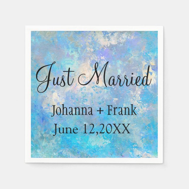 Just Married Blue Napkin (Front)