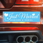 Just Married Blue Personalised Newlywed Wedding Car Magnet<br><div class="desc">Just Married Personalised Name Newlywed Wedding Car Magnet. Personalise this custom design with the names of the bride and groom or with your own text.</div>