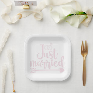 Just Married  Blush Paper Plate