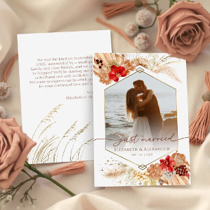 just married Boho Wedding Photo Announcement