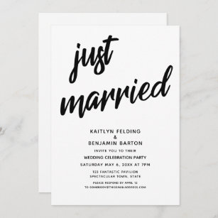 "Just Married" Bold Script Wedding Reception Event Invitation