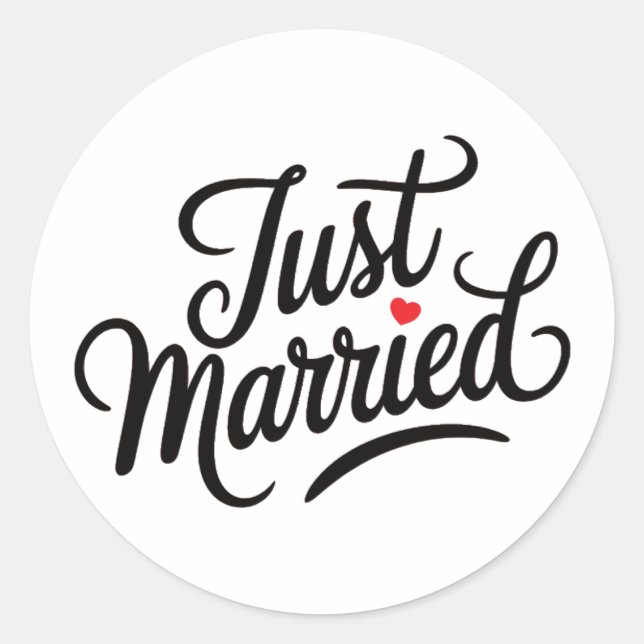 Just Married Bridal Classic Round Sticker (Front)