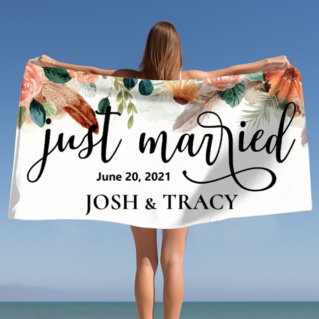 Just married, bridal shower gift, engagement gift beach towel (Just married, bridal shower gift, engagement gift beach towel)