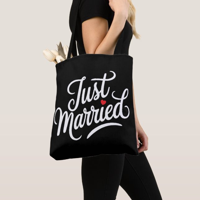 Just Married Bridal Tote Bag (Close Up)