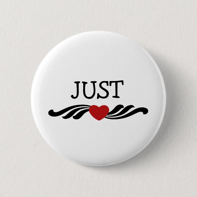 Just Married Bride and Groom 6 Cm Round Badge (Front)