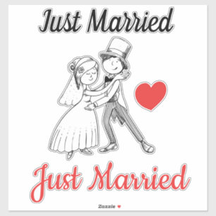 Just Married Bride and Groom Sticker