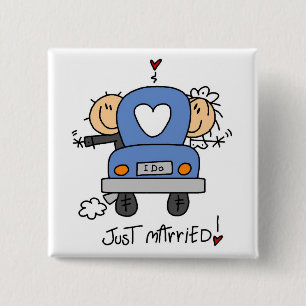 Just Married Bride and Groom T-shirts and Gifts 15 Cm Square Badge