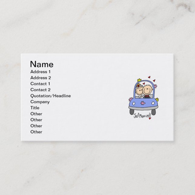 Just Married Bride and Groom T-shirts and Gifts Business Card (Front)