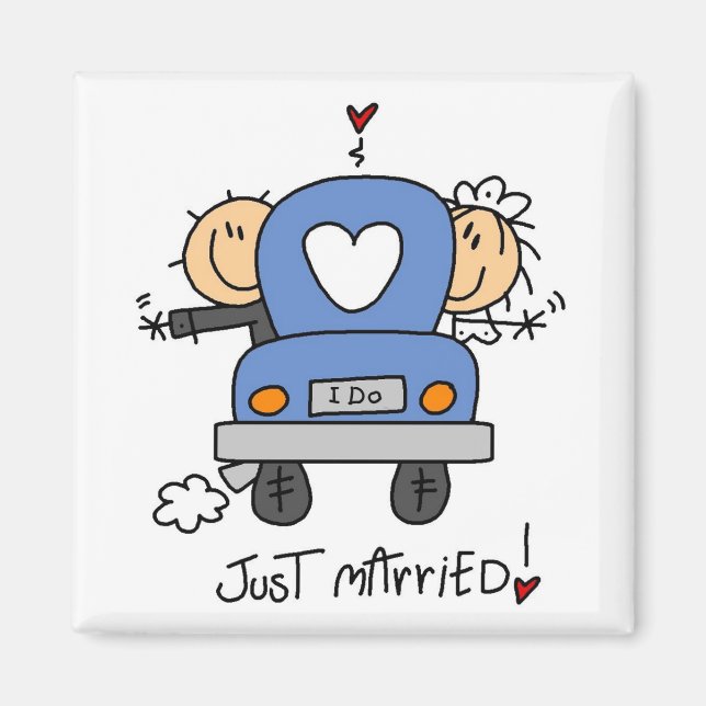 Just Married Bride and Groom T-shirts and Gifts Magnet (Front)
