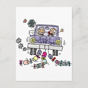 Just Married Bride And Groom Wedding Celebration Postcard