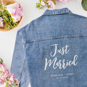 Just Married Bride Wedding Personalised Denim Jacket